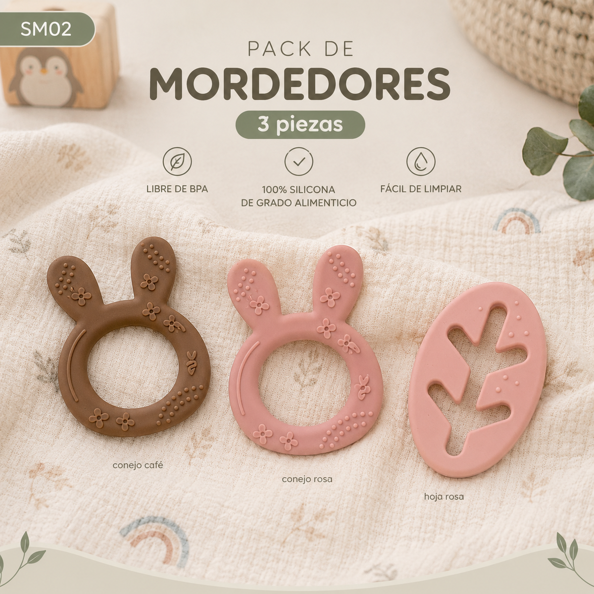 Pack 3 Mordedores Silicona SM02