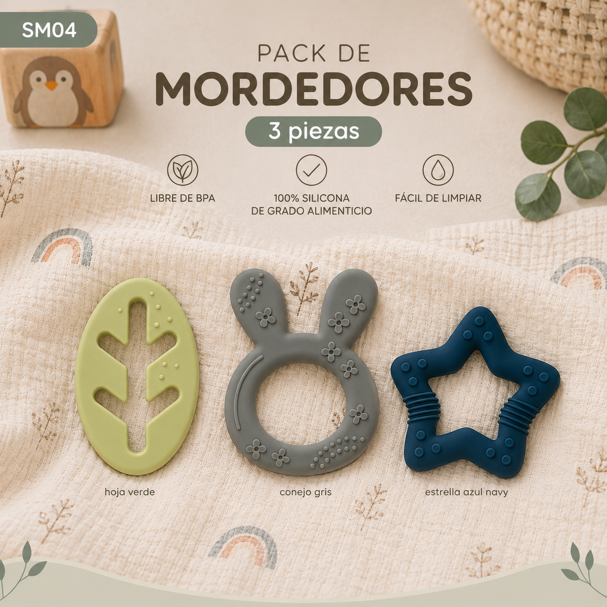 Pack 3 Mordedores Silicona SM04
